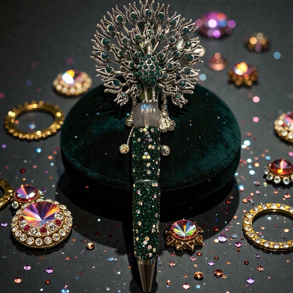 Exquisite Green and Silver Hair Accessory